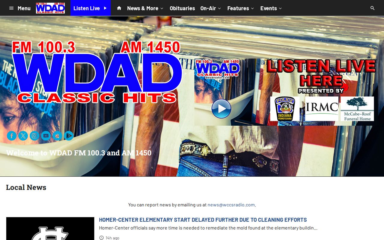 WDAD WCCS Indiana County local arrest news source page