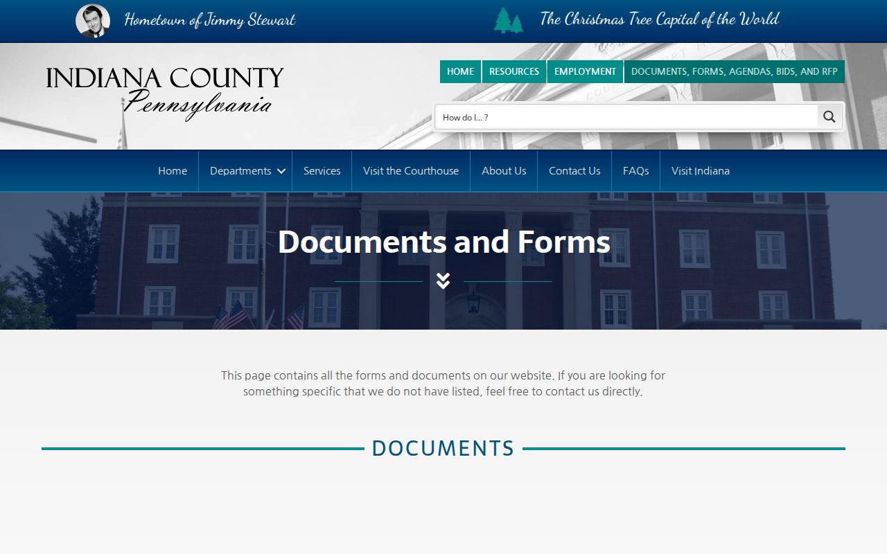 Indiana County Right-to-Know forms for booking record requests